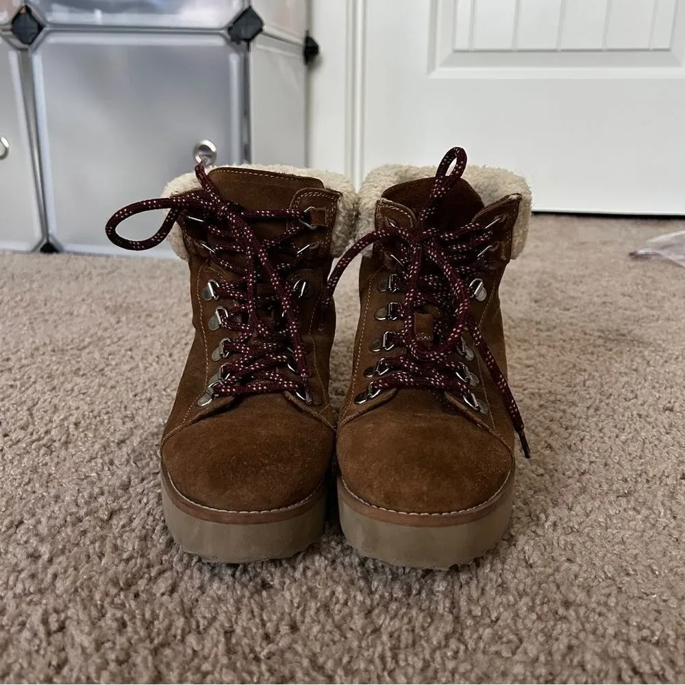 Sam Edelman Brown Franc Leather Faux Fur Ankle Boot Size 7.5M